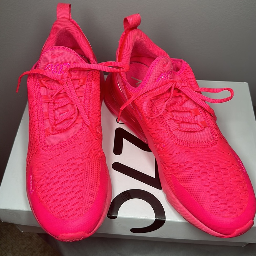 OOAK Swarovski Crystal Nike Air Max 270 Hyper Pink Sneakers size 9.5 BLING - Picture 2 of 8